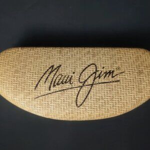 Maui Jim Vintage Hard Sunglasses Case Woven Tan Clamshell Fabric Eyeglass Case